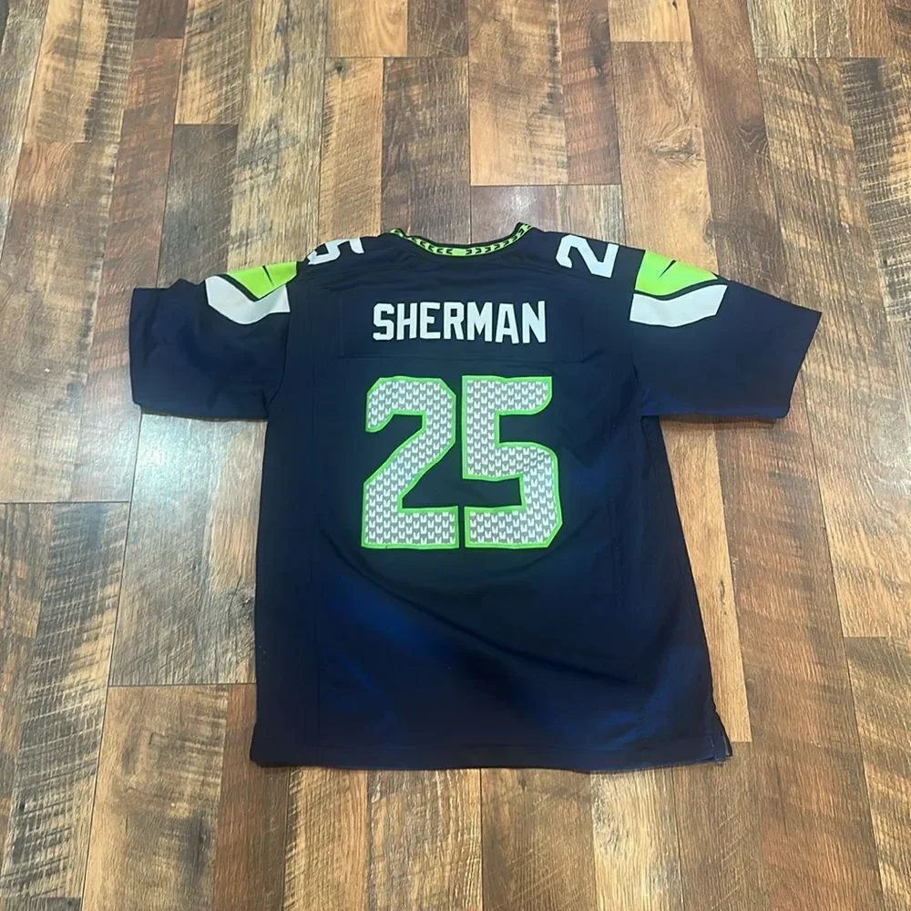 Nike NFL Navy and Lime Jersey 12 (BK4)